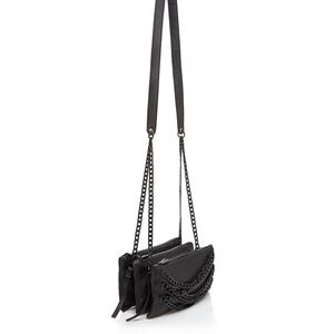 Ash genuine leather black 3 zipper crossbody bag